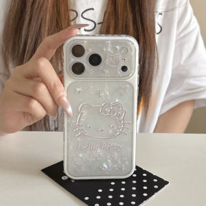 Sanrio | Korea Ins Star Hello Kitty Head Phone Case For iPhone 17 16 15 Pro Max 17 Pro Shockproof Luxury Protective Acrylic Hard Cover