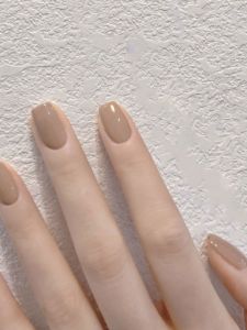 Nhựa Giả Móng Tay Màu Nâu Nhạt Ngắn Thường Ngày Đầu Vuông Phong Cách OL Trang Trí Móng Tay Dễ Thương Có Sẵn Trong Kho