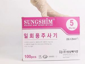 SUNGSHIM 1BOX Disposable Plastic Syringe 5mL with Needle INJECTION