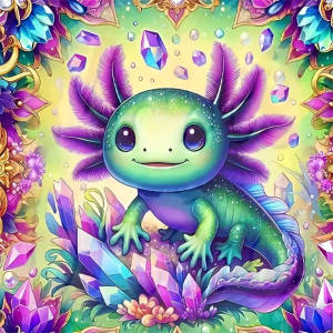 HUACAN 5D Diamond Mosaic Axolotl Cartoon Diamond Painting Castle Embroidery Animal Home Decoration Holiday Gifts