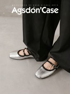 Agsdon | French Style Mary Jane Flat Shoes Silver