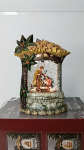SCHKEY l Christmas Snow Globe Swirling Glittering Holy Family with Musical Sound Plastic Ornament Decoration ( 8005-8006 )