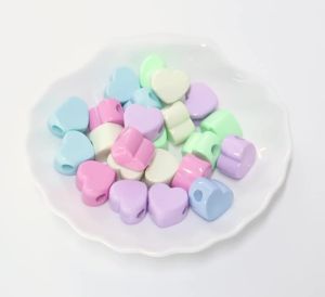 6pcs Heart Acrylic Beads Macaron Color Large Hole Loose Beads For DIY Jewelry Making Bracelet Necklace Phone Chain Accessories
