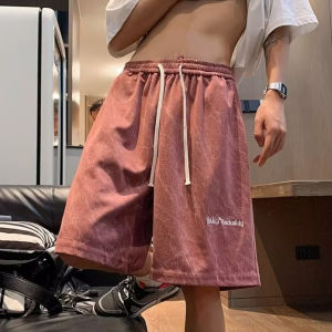 American Style Corduroy Couple Shorts Summer Trendy Brand Thin Five-Point Pants Sports Loose Casual Shorts Breathable Polyester Fiber