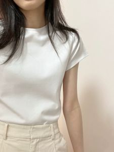 Basic Style Shoulder T-shirt Womens Short-Sleeved Summer New Design Sense Niche Style Silm Slim Looking Easiest for Match Pure Desire Tops Ins