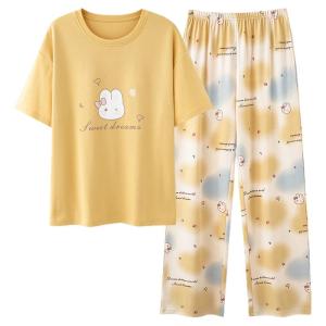 Bộ đồ ngủ MiiOW nữ làm bằng vải cotton cổ tròn có đệm thoải mái