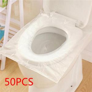 50Pcs Disposable Plastic Toilet Seat Cover Waterproof and Non Slip Individually Wrapped for Travel Toilet Seat Protectors