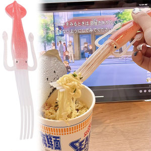 ส้อมปลาหมึกสไตล์ญี่ปุ่นสลัดผลไม้ส้อมอาหารว่างรูปปลาหมึกส้อมบะหมี่ราเมงส้อมเครื่องครัวอาหารเย็น