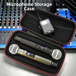 Black Plastic Handheld Microphone Stand Base Dual Microphone Storage Bag Wireless Microphone for Conferences And KTV