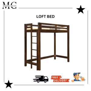 【LOCAL SELLER】JAY CHERRY WOODEN LOFT BED SINGLE/SUPER SINGLE ( FREE DELIVERY & INSTALLATION)