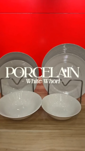 Smart Home Ph 4pcs Set Porcelain-ware White Whorl Design Plates Bowls Plato Mangkok Dinnerware