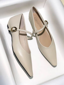 Pointed Toe Mary Janes Flat Heel Womens Shoes Korean Style Fashionable Personality Flats Casual Low Top Leather Slip-On