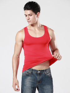 Mens Summer Modal Cotton Thin Sport Fitness Running Barriers Camisole Tank Top Red Basic One-Piece Solid Color Underwear
