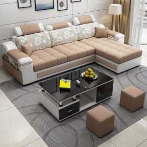 Sofa Ruang Tamu Minimalis Dengan Meja HPL Dan 2 Kursi Kecil