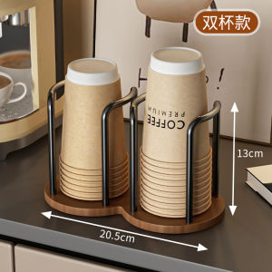 Walnut Wooden Disposable Cup Holder Paper Cup Organizer Coffee Tea Cup Desktop Stand Cup Tumbler Rack Home Bathroom Tools
