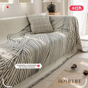 Dual-side Use Marble Pattern Sofa Blanket Thick Non-slip