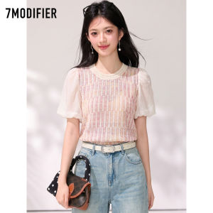 7.Modifier | Áo Thun Form Rộng Tay Bồng Cổ Tròn Color Block