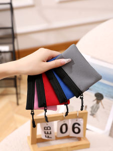 Canvas Coin Purse Mens and Womens Fabric Zipper Cosmetics Bag Card Bag Minimalist Mini Short Kids Student Portable Small Bag
