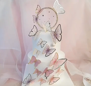 MS.Bubbles Bakery Butterfly Birthday Cake Insert Decor/Simulation Butterflies Cardboard Wedding Party Butterfly Cake Topper decoration
