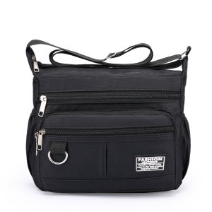 Oxford Cloth Mens Casual Multi-Functional Shoulder Bag Canvas Crossbody Business Small Square Bag Nylon Fabric Zipper Closure