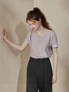 KUHNMARVIN | Áo Sơ Mi Tay Ngắn Cổ V Elegance