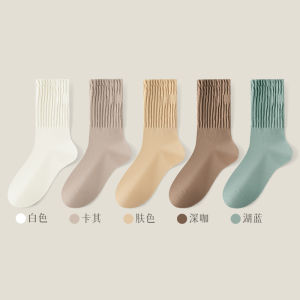 Tất Miiow Tất Cổ Cao Nữ Tất Dài Chống Mùi Kháng Khuẩn Chất Cotton Tất Nữ Ống Vừa Mùa Thu Đáng Yêu Màu Trắng Thấm Mồ Hôi Vận Động