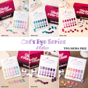 Vendeeni 6 Colors/Set Crystal Cat Eye Gel Nail Polish Semi Permanent Glass Bead Magnetic UV LED Cat Eye Gel Varnish With Display