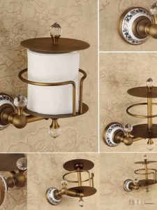 Fulelang Full Copper Toilet Paper Holder Blue And White Porcelain Chinese Style Living Room Luxury Hand Towel Box