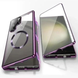 For Samsung Galaxy S26 S25 S24 S23 S22 Ultra Plus Magsafe Magnetic Case 360 ° Full Protection Metal Double Sided Glass Snap Lock