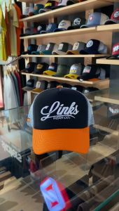 LINKSWEAR Topi Jaring Pria Trucker Hat Jaring Pria Dewasa Oranye Black Grey LTT108