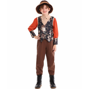 Traditional Farmer Knight Costume for Children Halloween Cultural Festival Art Stage Performance Clothes Cute Style Kids Outfits