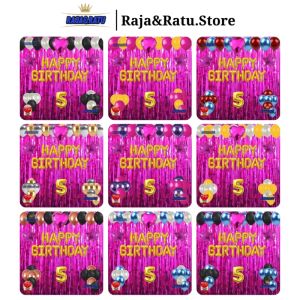 Paket Dekorasi Pesta Balon Happy Birthday Gold Set Dekor Ulang Tahun Tirai Pink Tua Simple