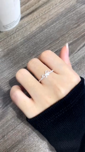 Nhẫn bạc nữ LAMY Bowknot Dainty Stone Ring Silver 8379 - Nhẫn bạc ta cao cấp