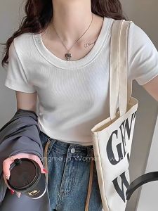 เสื้อยืดคอกลมผู้หญิง Cotton 100% เสื้อยืดแขนสั้น ไม่ย้วย ไม่หด ผ้านุ่ม ไม่ขึ้นขุย Set Basic สวมใส่สบาย