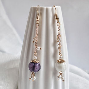 Original Design South Country Cookie Bellflower Hanfu Accessories Earrings White Purple Soft Grandiose Tassel Female Fashion Jewelry
