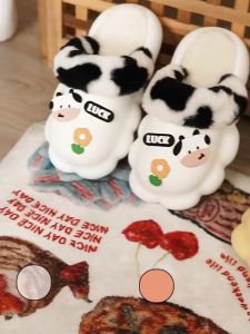 Dép Sục Lót Bông Đi Trong Nhà Đế Cao Su Dày Chống Trượt Giữ Ấm Mùa Đông