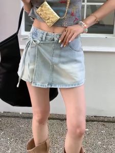 ส่งไวจากไทย SELLDA S~2XL เอวสูง สไตล์เกาหลี กางเกงยีนขาสั้น กระโปรงสั้น ย้อนยุค กางเกงยีนส์ขาสั้น