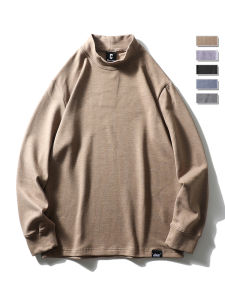 Áo Thun Tay Dài Lót Lông Cừu Dày Hai Mặt Cho Nam Mùa Thu Đông Ấm Áp Cổ Cao Thường Ngày Màu Trơn Áo Lót Cotton Polyester