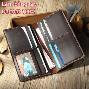 Làm bằng tay da thật nam dài ví FANCODI chất lượng cao 100% da thật có thể đặt ảnh 7 tấm thẻ WF219 LJ