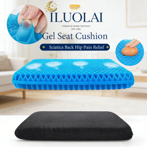 ILUOLAI Gel Seat Cushion Honeycomb Ventilated Cushion Non-Slip Cover for Office Chair Car Sciatica Back Hip Pain Relief