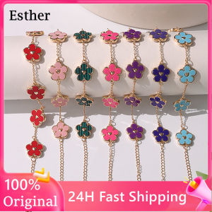 【100% Original】Double Sided Flowers Bracelet for women Fashion Bangle Bracelet Girls lucky charms bracelet 2023 bracelet korean style Charms and Charm Bracelets Adjustable Bangle clover flower pendant 18k pawnable bracelet friendship bracelet