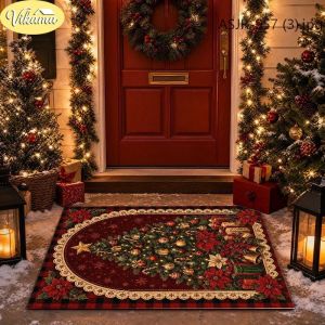 Red Buffalo Check Doormat Christmas Non-Slip Entryway Rug Dust-Catching Plaid Mat for Porch and Bedroom Farmhouse Decor