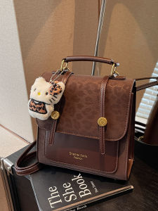 Stylish Retro Double Shoulder Small Bag Womens New Fashion All-Match Handbag Commuting Large Capacity Single Shoulder Backpack