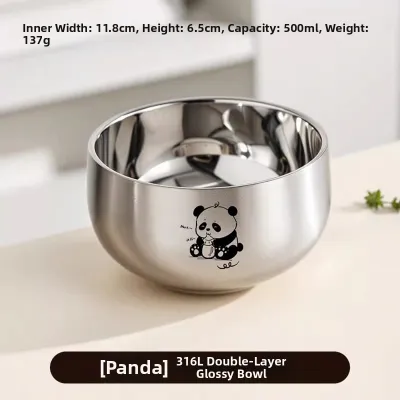 BAICHANG | Food Grade 316L Stainless Steel Bowl For Babies & Kids Double Layered Anti-drop