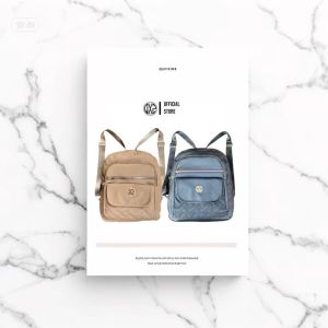 Tas Ransel Wanita Oxford Cina Polos Anti Air Desain Elegan QTRW03