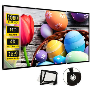 Projection screen with rope easy to install neednt drilling holes rope is more convenient to fix the screen