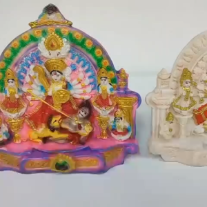 Maa Durga Idol with Family Statue- 10x10 Inches | Divine Murti for Navratri Golu Display | Home Mandir Decor | 1 Pc