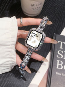 Uhada | Metal Rhinestone Embedded Chanel Style Apple Watch Band