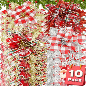 Dizoey 10Pcs Artifical Christmas Flowers with Clip Xmas Tree Fake Flower Ornaments DIY Garland Decors Wedding Party New Year Decoration