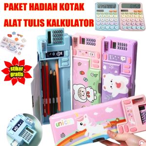 2 in 1 Kotak Pensil set Kalkulator Pencil Case Hardtop/tempat pensil pop out kalkulator kotak tepak pensil anak laki laki perempuan